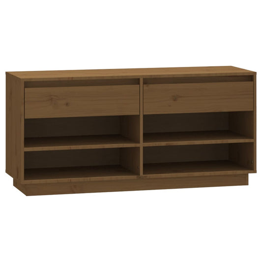 vidaXL Παπουτσοθήκη Μελί 110x34x52 εκ. από Μασίφ Ξύλο Πεύκου