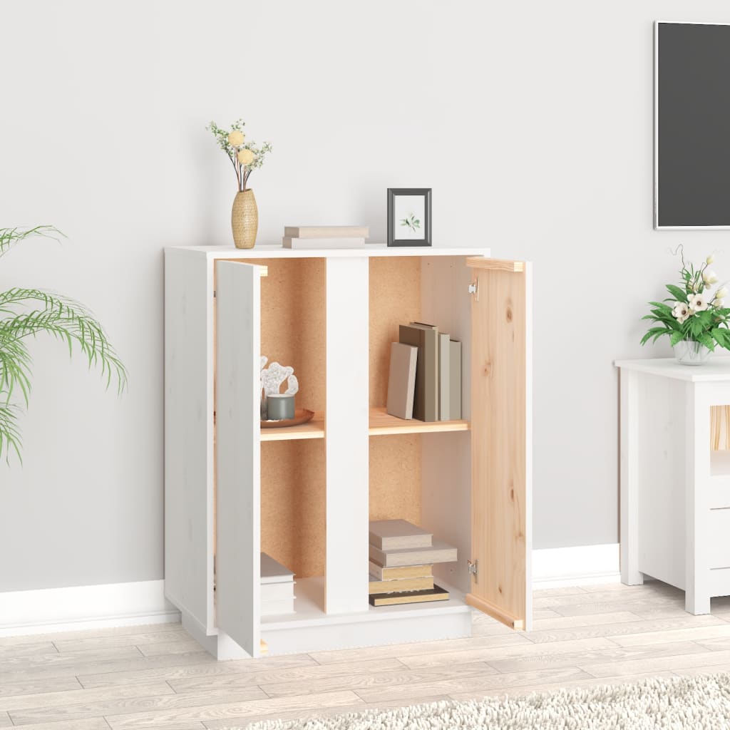 vidaXL Συρταριέρα Λευκή 60x35x80 εκ. από Μασίφ Ξύλο Πεύκου