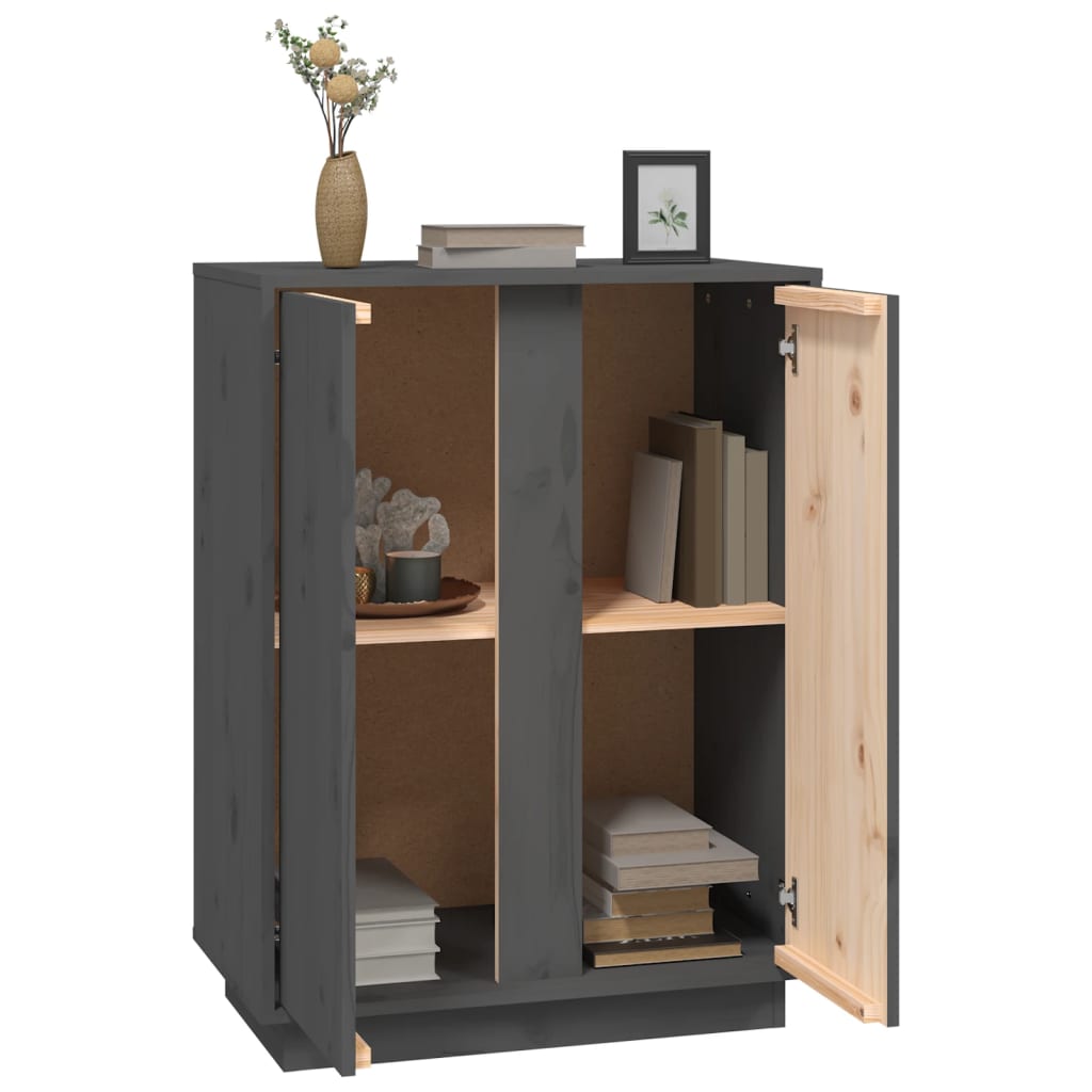 vidaXL Συρταριέρα Γκρι 60x35x80 εκ. από Μασίφ Ξύλο Πεύκου