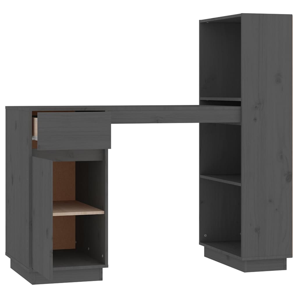 vidaXL Γραφείο Γκρι 110x53x117 εκ. από Μασίφ Ξύλο Πεύκου