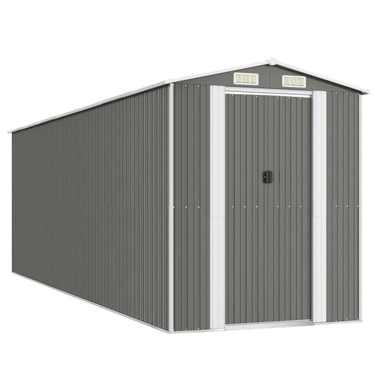 vidaXL Αποθήκη Κήπου Ανοιχτό γκρι 192x606x223 εκ. Γαλβανισμένο Ατσάλι