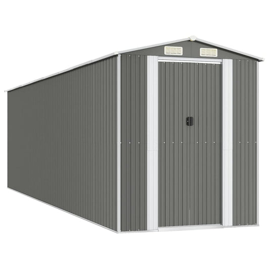 vidaXL Αποθήκη Κήπου Ανοιχτό γκρι 192x689x223 εκ. Γαλβανισμένο Ατσάλι