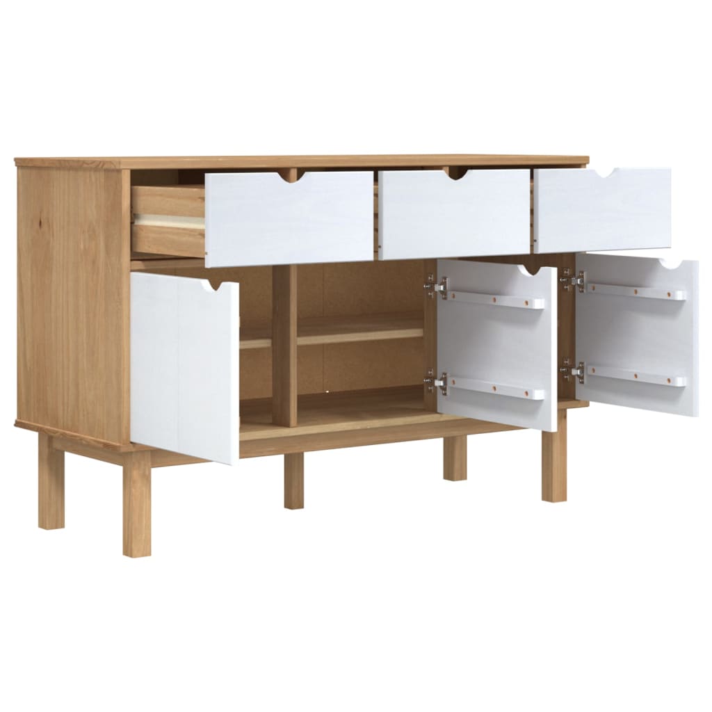vidaXL Συρταριέρα OTTA Καφέ και Λευκό 114x43x73,5εκ. Μασίφ Ξύλο Πεύκου