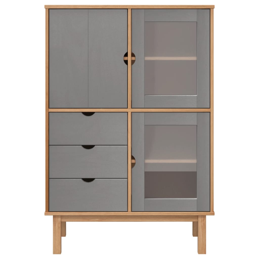 vidaXL Ντουλάπι OTTA Καφέ & Γκρι 85x43x125 εκ. από Μασίφ Ξύλο Πεύκου
