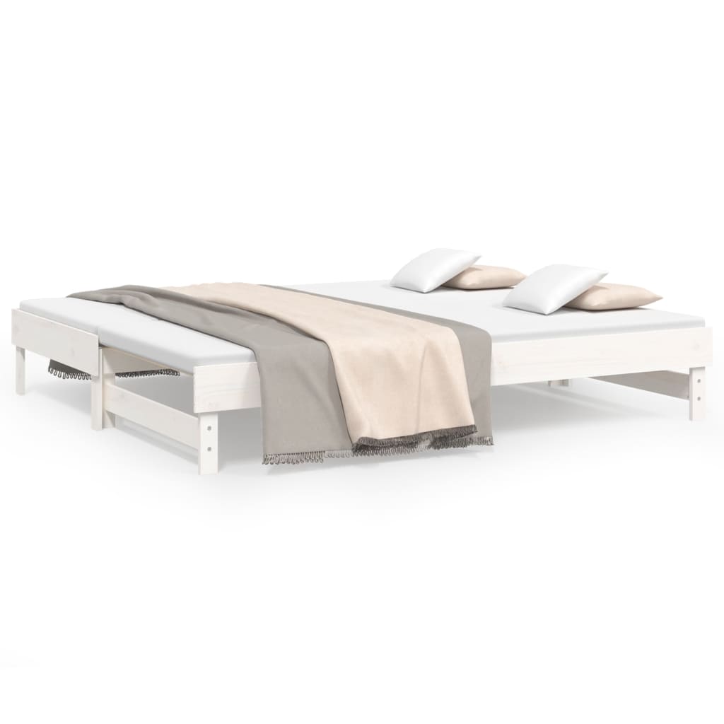 vidaXL Καναπές Κρεβάτι Συρόμενος Λευκός 2x(100x200) εκ. Μασίφ Πεύκο