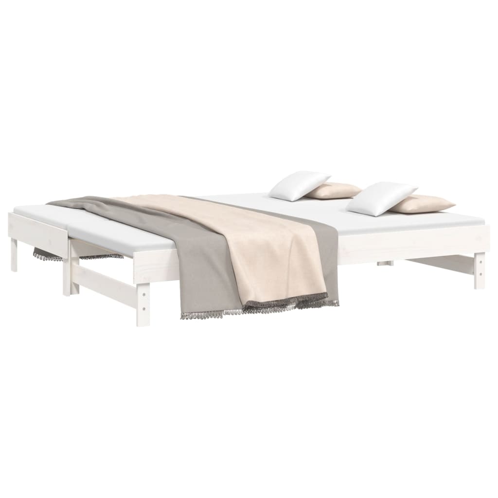 vidaXL Καναπές Κρεβάτι Συρόμενος Λευκός 2x(100x200) εκ. Μασίφ Πεύκο