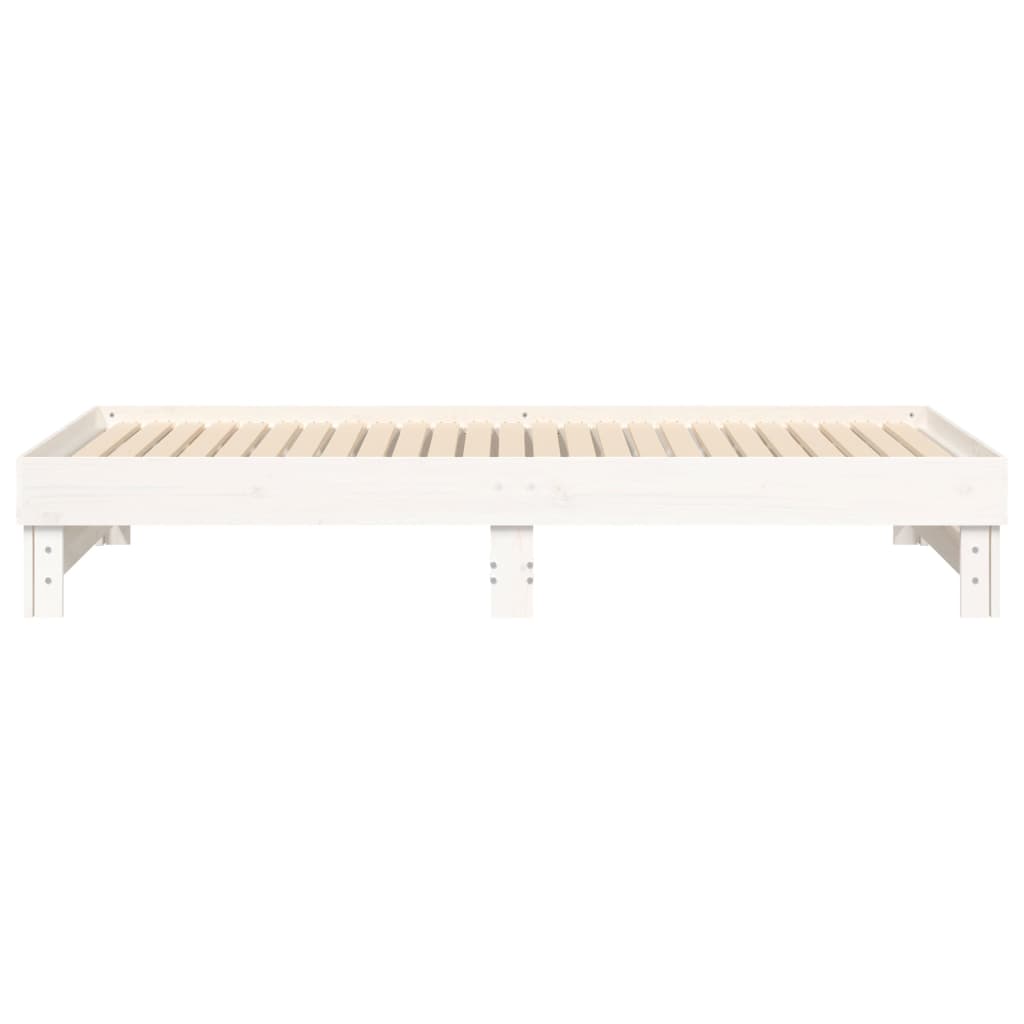 vidaXL Καναπές Κρεβάτι Συρόμενος Λευκός 2x(100x200) εκ. Μασίφ Πεύκο