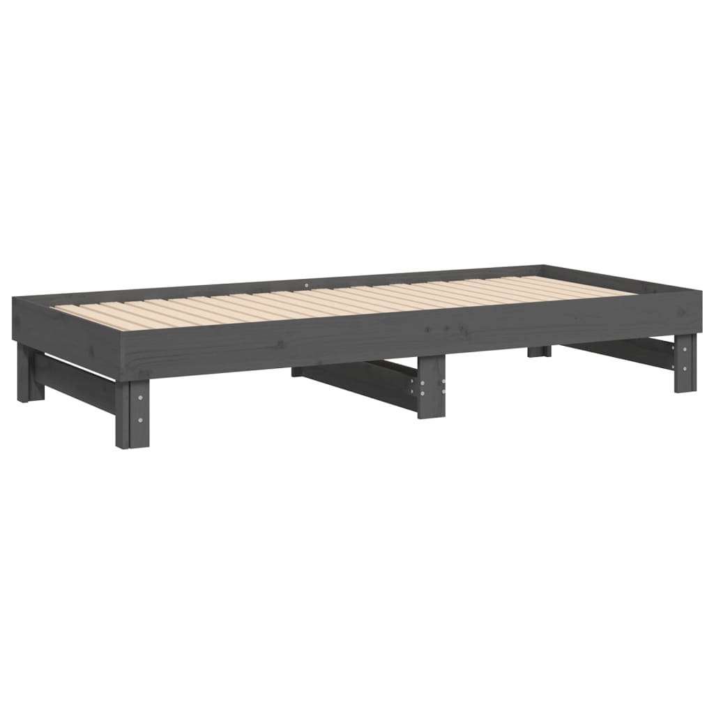 vidaXL Καναπές Κρεβάτι Συρόμενος Γκρι 2x(90x200) εκ. Μασίφ Ξύλο Πεύκου