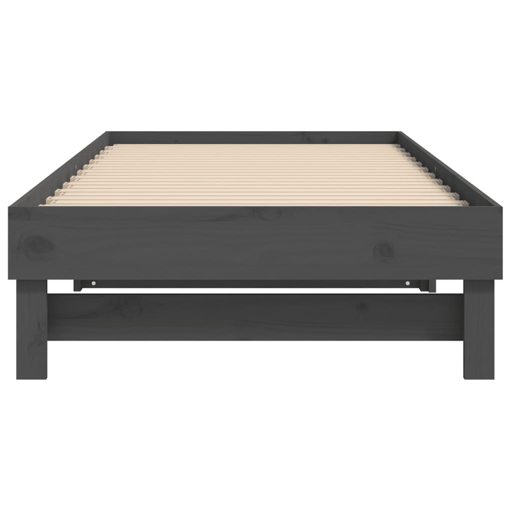 vidaXL Καναπές Κρεβάτι Συρόμενος Γκρι 2x(90x200) εκ. Μασίφ Ξύλο Πεύκου