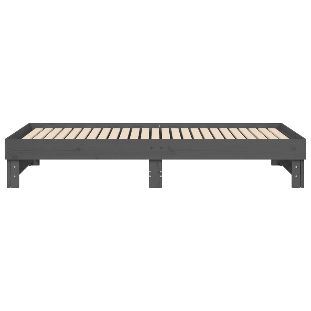 vidaXL Καναπές Κρεβάτι Συρόμενος Γκρι 2x(90x200) εκ. Μασίφ Ξύλο Πεύκου