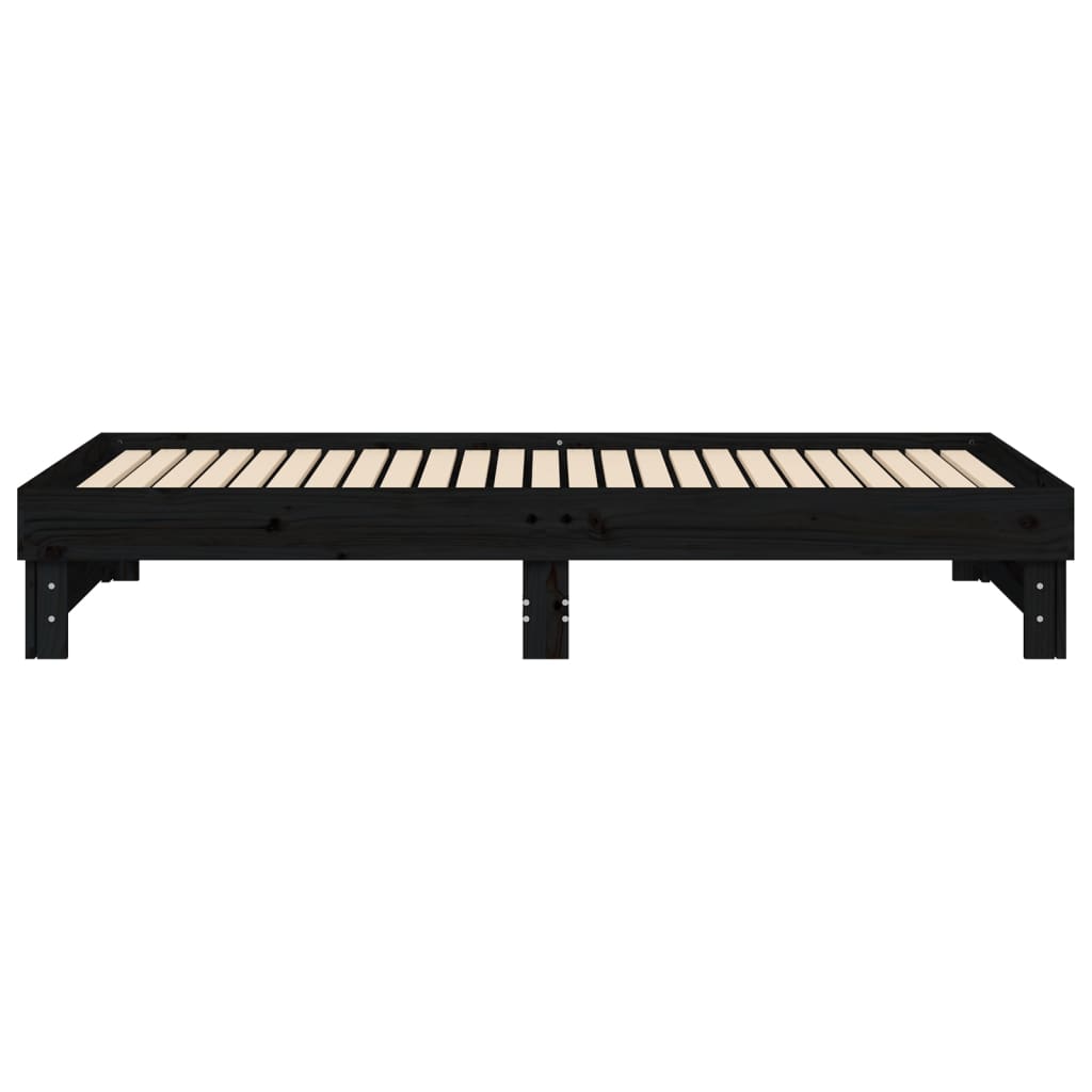 vidaXL Καναπές Κρεβάτι Συρόμενος Μαύρος 2x(90x200) εκ. από Μασίφ Πεύκο