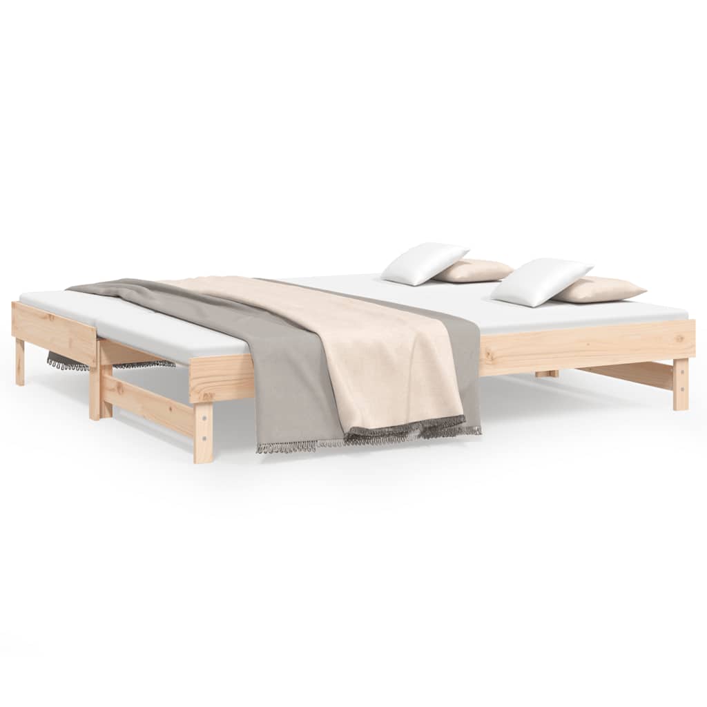 vidaXL Καναπές Κρεβάτι Συρόμενος 2x(80x200) εκ. από Μασίφ Ξύλο Πεύκου