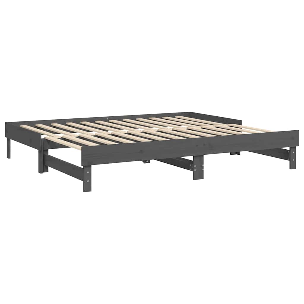 vidaXL Καναπές Κρεβάτι Συρόμενος Γκρι 2x(80x200) εκ. Μασίφ Ξύλο Πεύκου