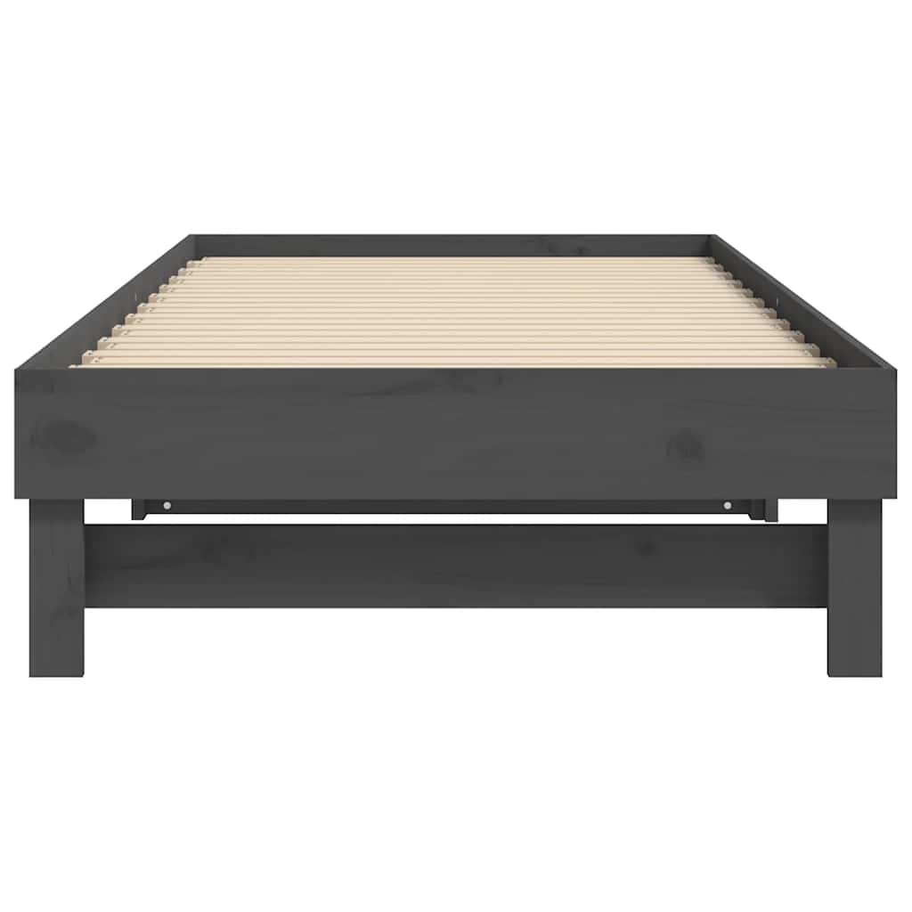vidaXL Καναπές Κρεβάτι Συρόμενος Γκρι 2x(80x200) εκ. Μασίφ Ξύλο Πεύκου