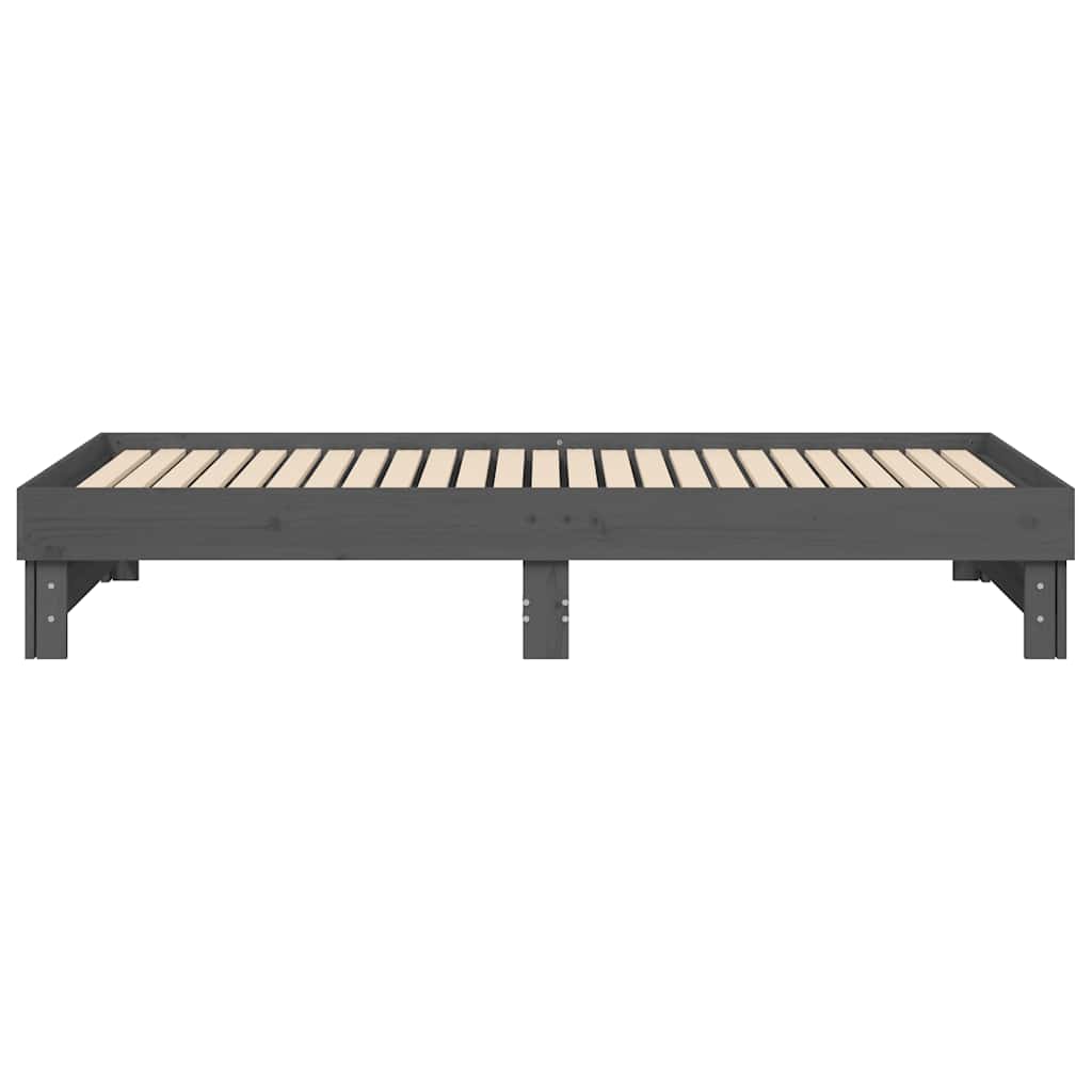 vidaXL Καναπές Κρεβάτι Συρόμενος Γκρι 2x(80x200) εκ. Μασίφ Ξύλο Πεύκου