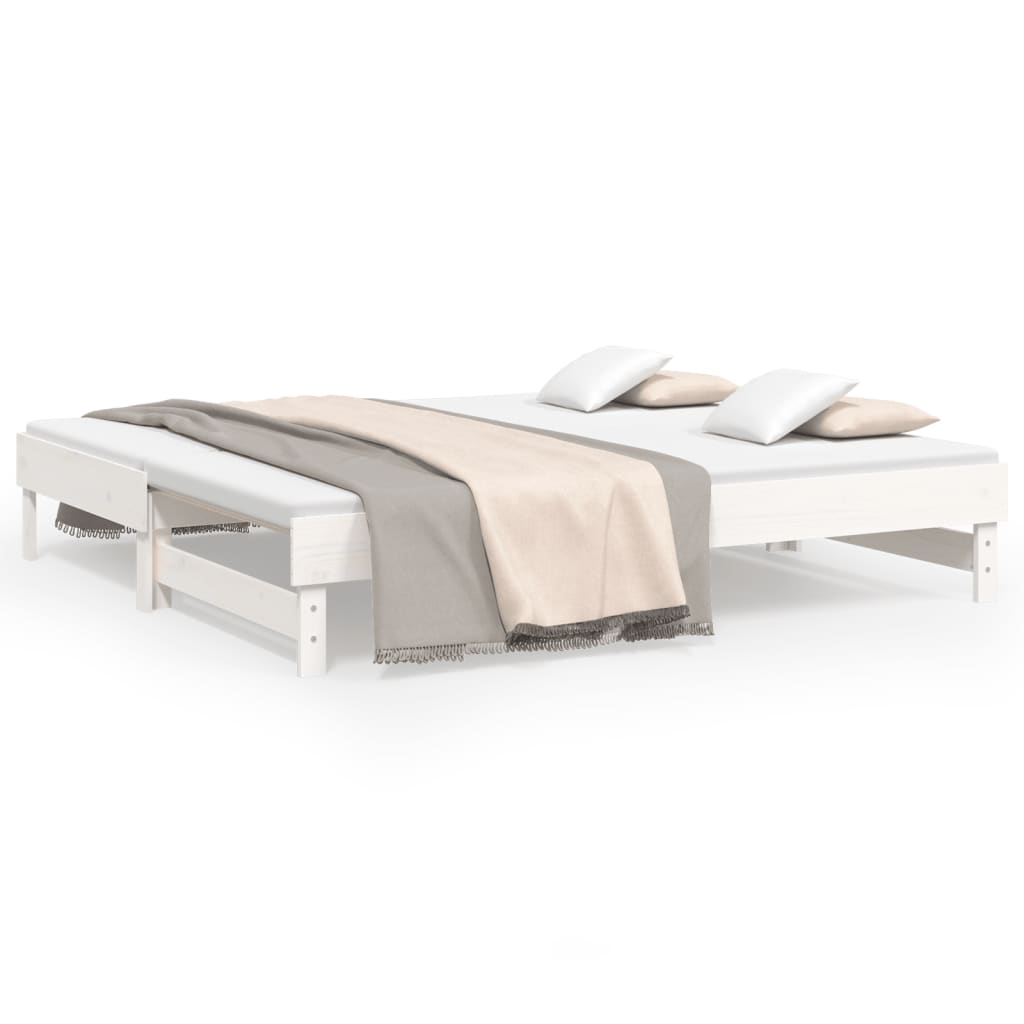 vidaXL Καναπές Κρεβάτι Συρόμενος Λευκός 2x(90x190) εκ. από Μασίφ Πεύκο