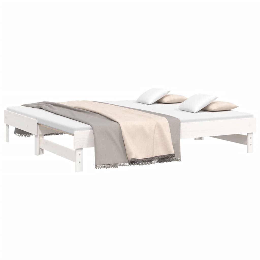 vidaXL Καναπές Κρεβάτι Συρόμενος Λευκός 2x(90x190) εκ. από Μασίφ Πεύκο