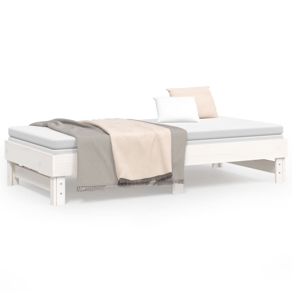 vidaXL Καναπές Κρεβάτι Συρόμενος Λευκός 2x(90x190) εκ. από Μασίφ Πεύκο
