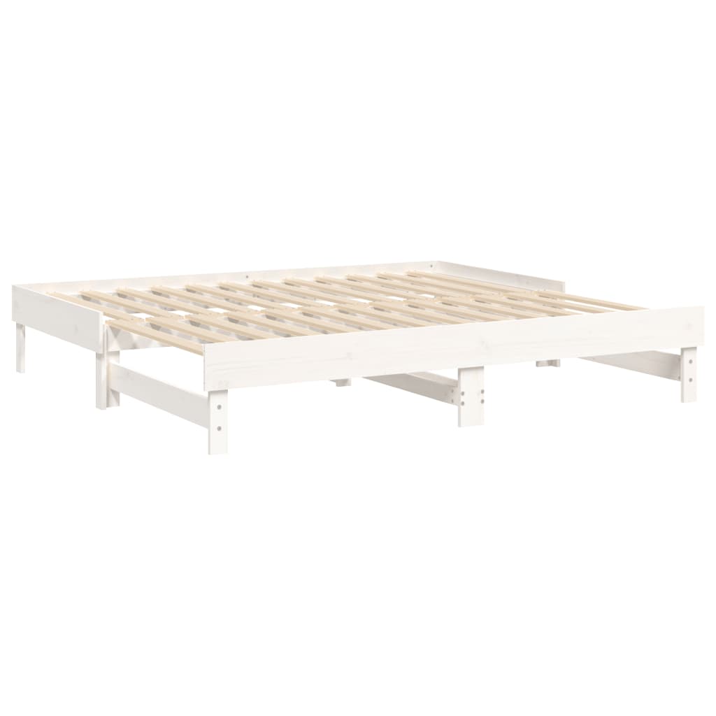 vidaXL Καναπές Κρεβάτι Συρόμενος Λευκός 2x(90x190) εκ. από Μασίφ Πεύκο