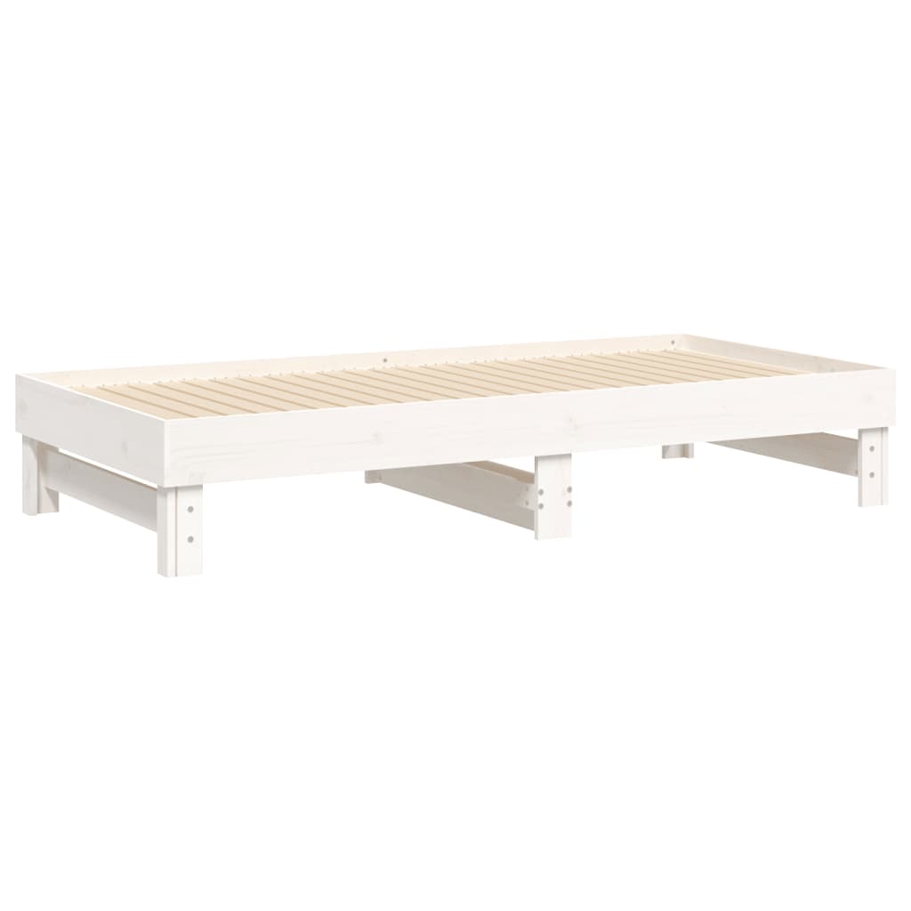 vidaXL Καναπές Κρεβάτι Συρόμενος Λευκός 2x(90x190) εκ. από Μασίφ Πεύκο