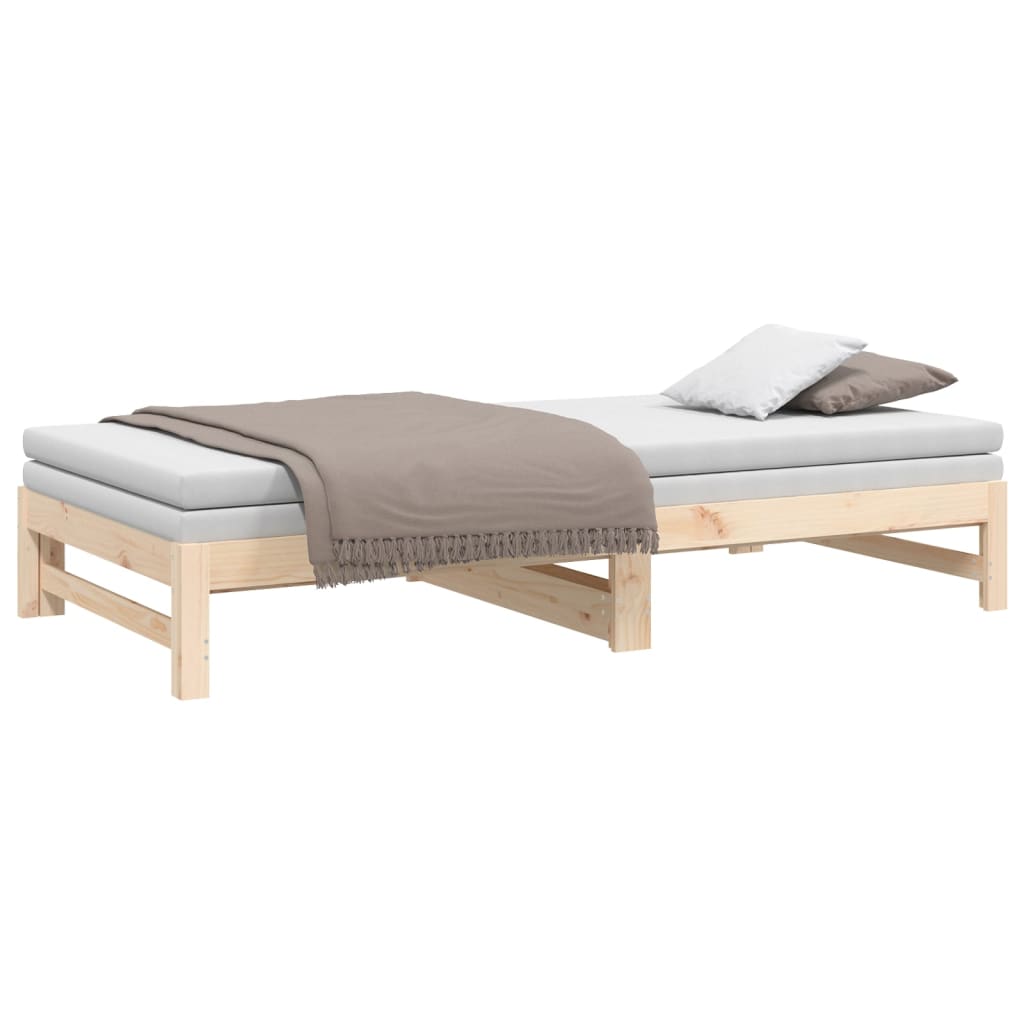 vidaXL Καναπές Κρεβάτι Συρόμενος 2x(90x200) εκ. από Μασίφ Ξύλο Πεύκου