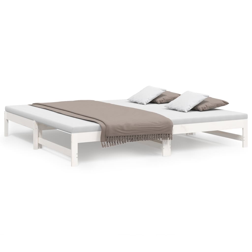 vidaXL Καναπές Κρεβάτι Συρόμενος Λευκός 2x(80x200) εκ. από Μασίφ Πεύκο