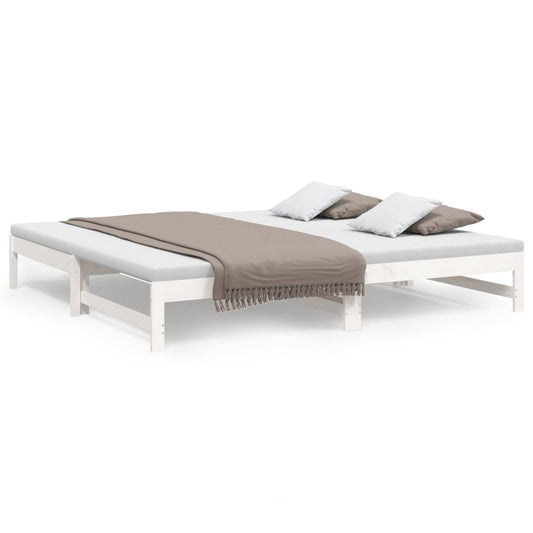 vidaXL Καναπές Κρεβάτι Συρόμενος Λευκός 2x(80x200) εκ. από Μασίφ Πεύκο