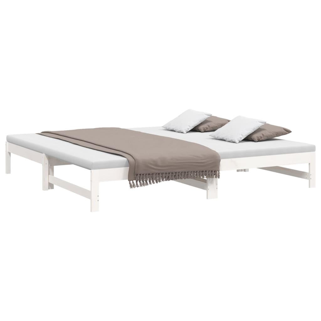 vidaXL Καναπές Κρεβάτι Συρόμενος Λευκός 2x(80x200) εκ. από Μασίφ Πεύκο