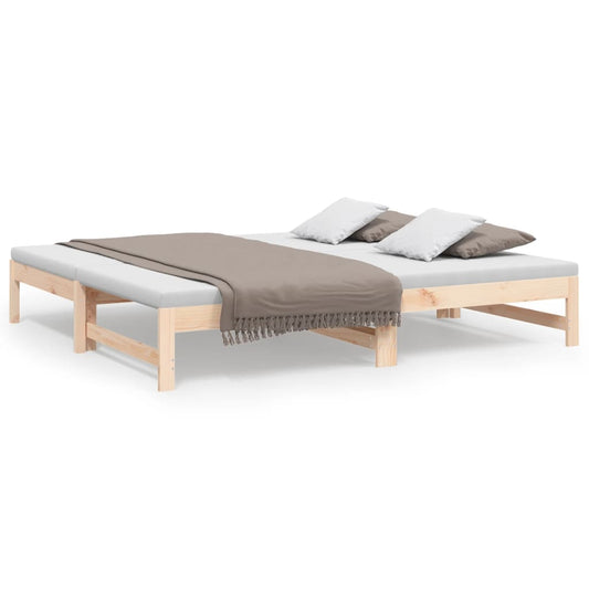 vidaXL Καναπές Κρεβάτι Συρόμενος 2x(75x190) εκ. Μασίφ Ξύλο Πεύκου