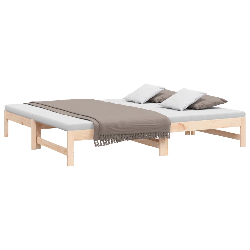 vidaXL Καναπές Κρεβάτι Συρόμενος 2x(75x190) εκ. Μασίφ Ξύλο Πεύκου