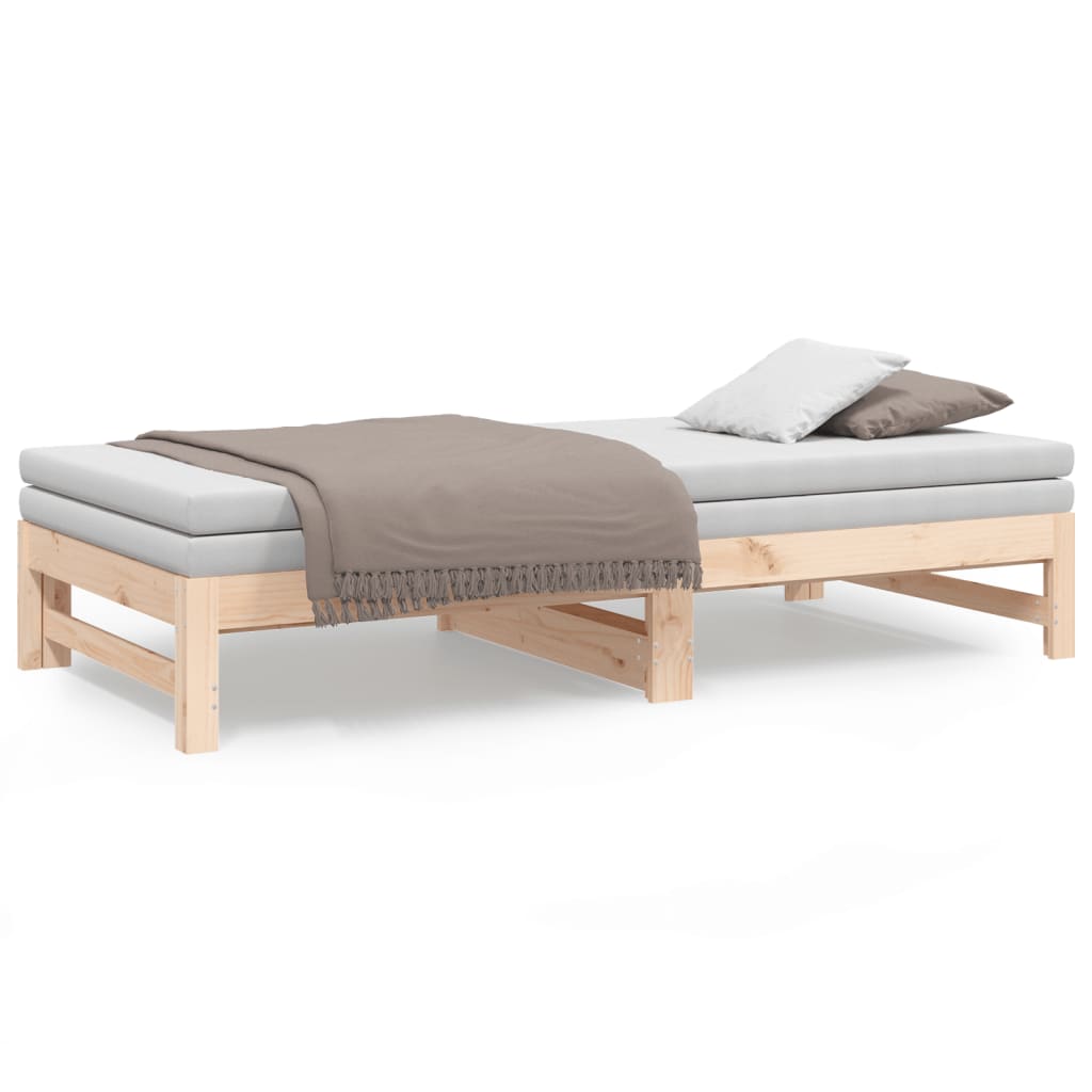 vidaXL Καναπές Κρεβάτι Συρόμενος 2x(75x190) εκ. Μασίφ Ξύλο Πεύκου
