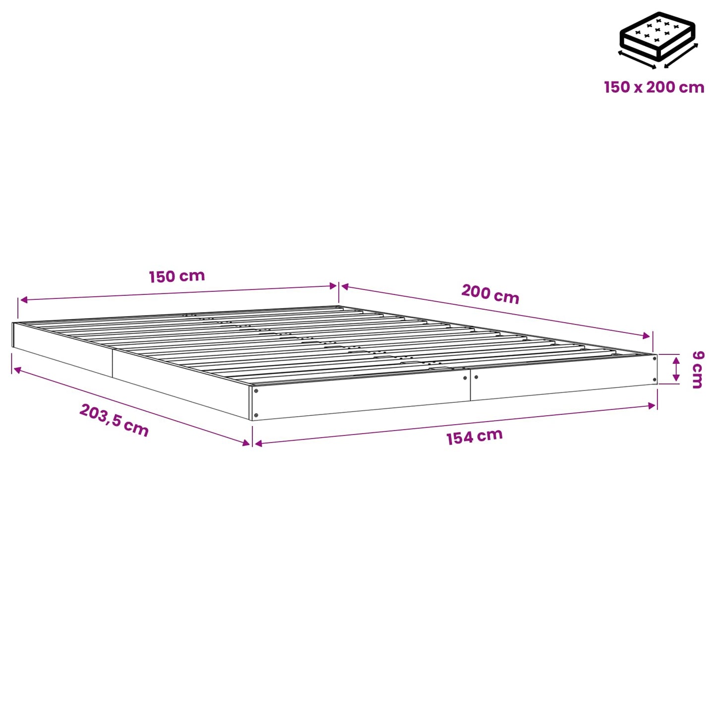 vidaXL Πλαίσιο Κρεβατιού Λευκό 150x200 εκ. Μασίφ Ξύλο Πεύκου King Size