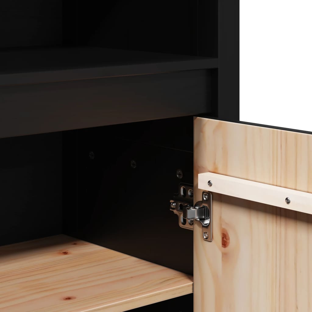 vidaXL Ντουλάπι Μαύρο 80x35x154 εκ. από Μασίφ Ξύλο Πεύκου