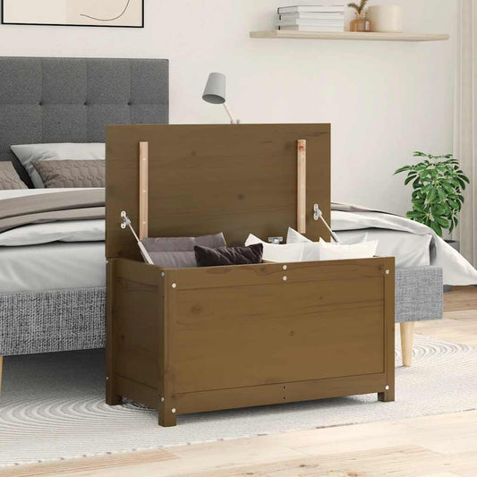 vidaXL Κουτί Αποθήκευσης Καφέ Μελί 80x40x45,5 εκ από Μασίφ Ξύλο Πεύκου