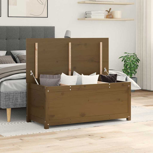 vidaXL Κουτί Αποθήκευσης Καφέ Μελί 110x50x45,5εκ από Μασίφ Ξύλο Πεύκου