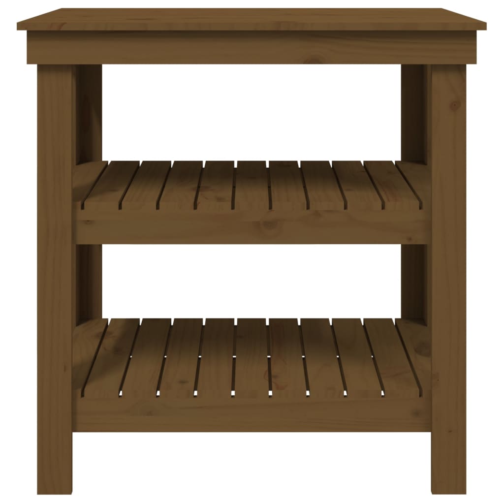 vidaXL Πάγκος Εργασίας Μελί Καφέ 78,5x50x80 εκ. Μασίφ Ξύλο Πεύκο