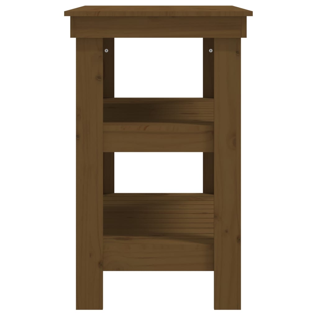 vidaXL Πάγκος Εργασίας Μελί Καφέ 78,5x50x80 εκ. Μασίφ Ξύλο Πεύκο