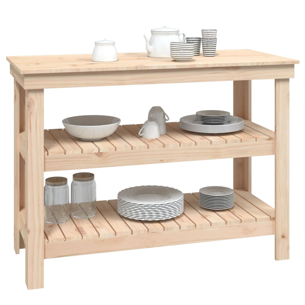 vidaXL Πάγκος Εργασίας 110,5 x 50 x 80 εκ. από Μασίφ Ξύλο Πεύκου