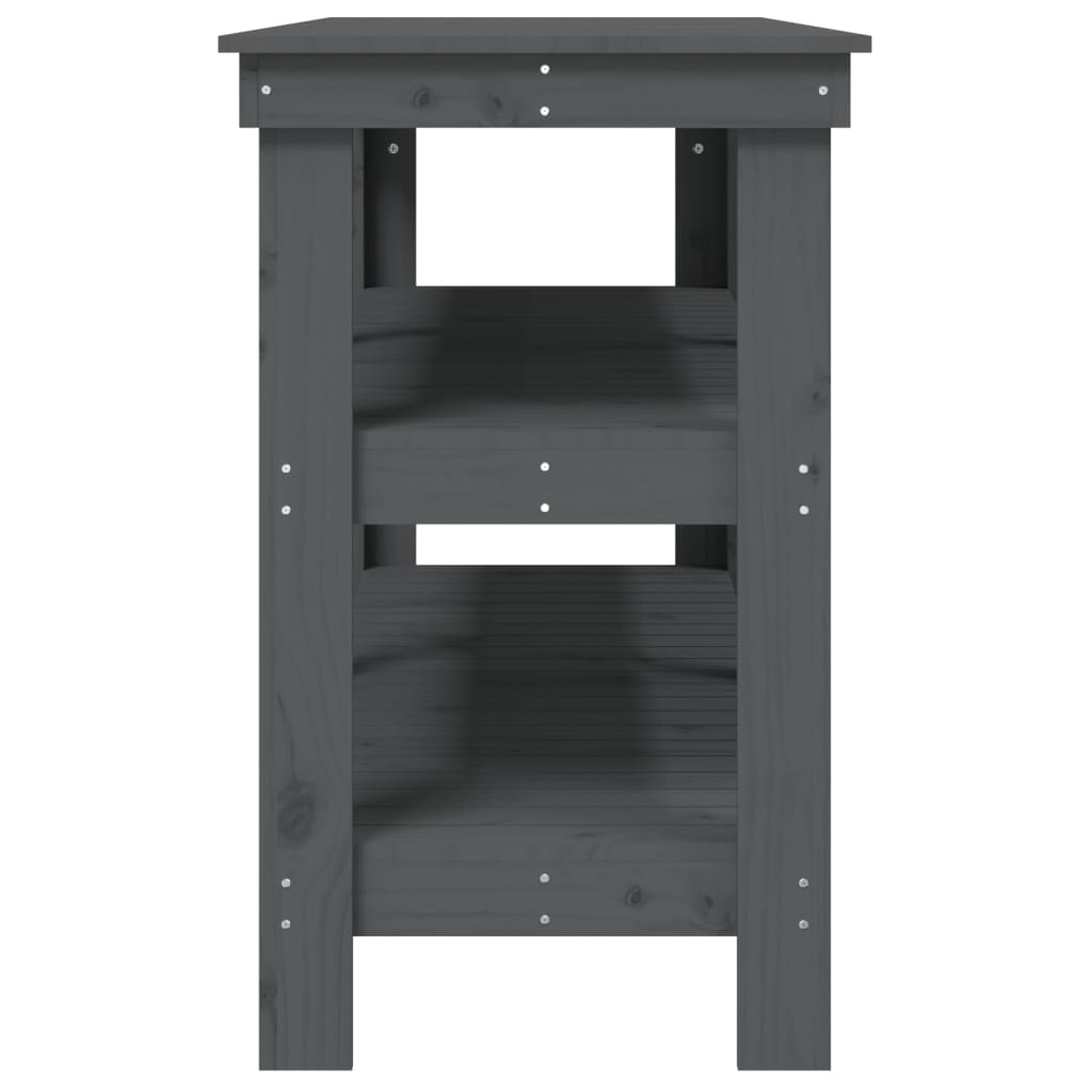 vidaXL Πάγκος Εργασίας Γκρι 142,5 x 50 x 80 εκ. από Μασίφ Ξύλο Πεύκου
