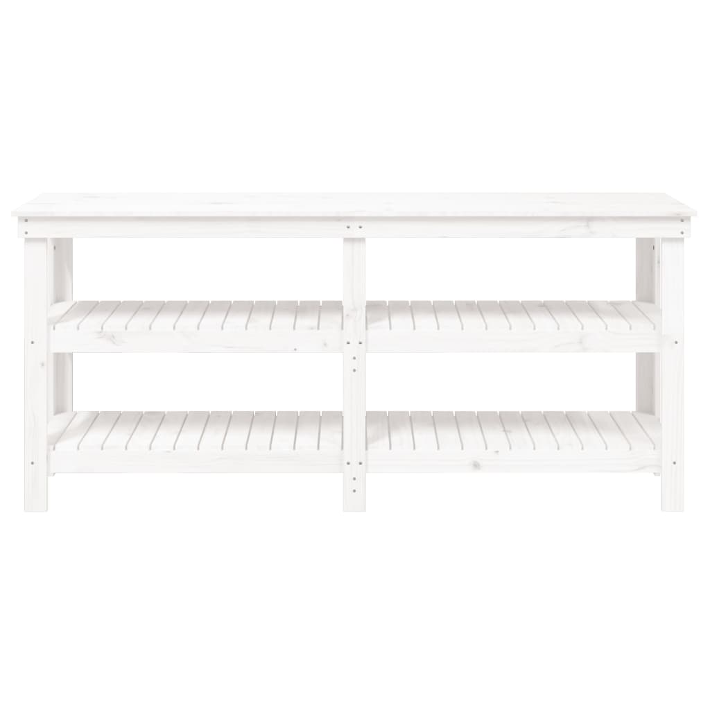 vidaXL Πάγκος Εργασίας Λευκός 181 x 50 x 80 εκ. από Μασίφ Ξύλο Πεύκου