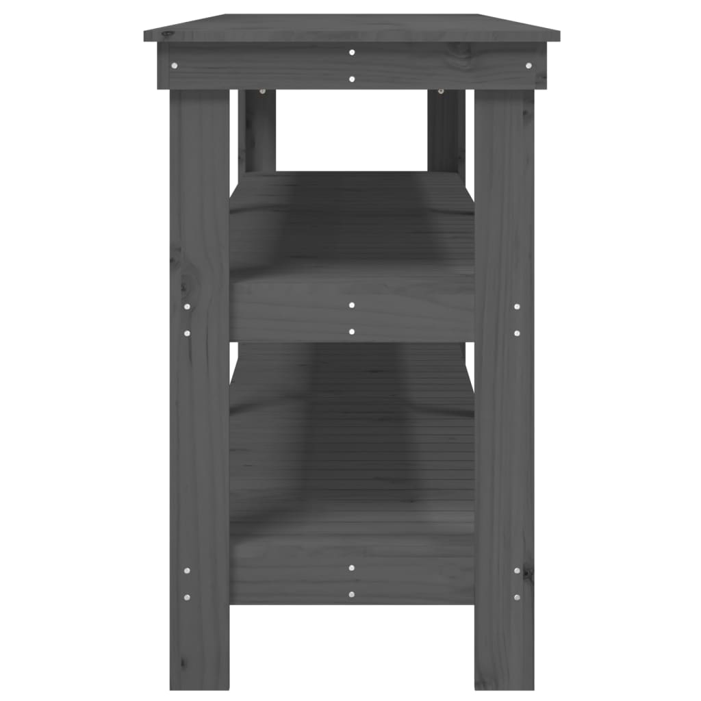 vidaXL Πάγκος Εργασίας Γκρι 181 x 50 x 80 εκ. από Μασίφ Ξύλο Πεύκου