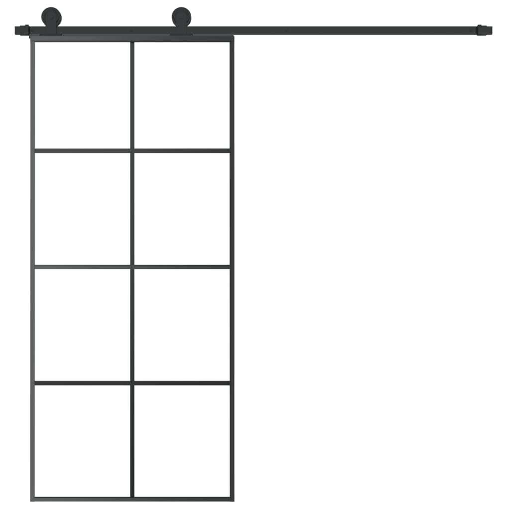 vidaXL Συρόμενη Πόρτα με Μηχανισμό 90x205 εκ. Γυαλί ESG & Αλουμίνιο