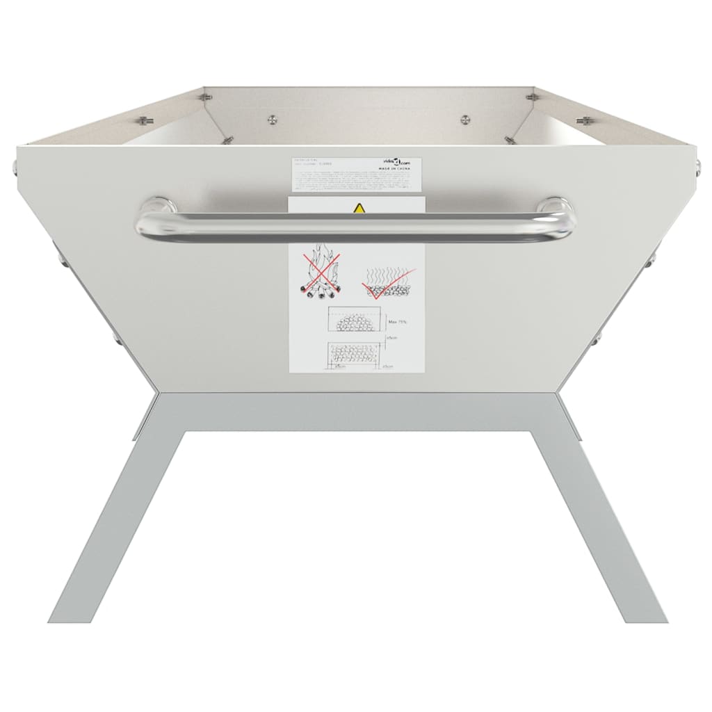 vidaXL Δίσκος Μπάρμπεκιου Ασημί 158x42x31 εκ. από Ανοξείδωτο Ατσάλι