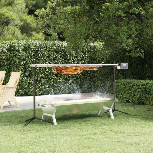 vidaXL Δίσκος Μπάρμπεκιου Ασημί 118x42x30,5 εκ. από Ανοξείδωτο Ατσάλι