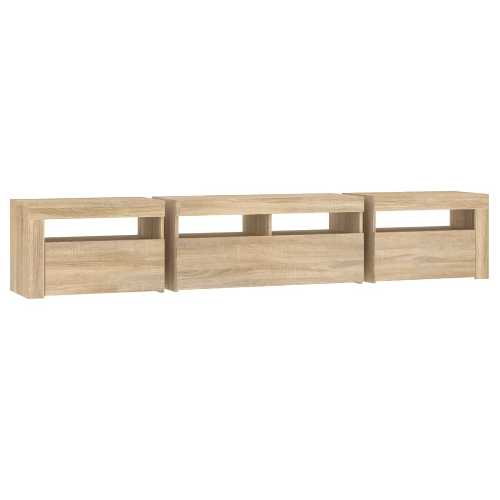 vidaXL Έπιπλο Τηλεόρασης με LED Sonoma Δρυς 210x35x40 εκ.