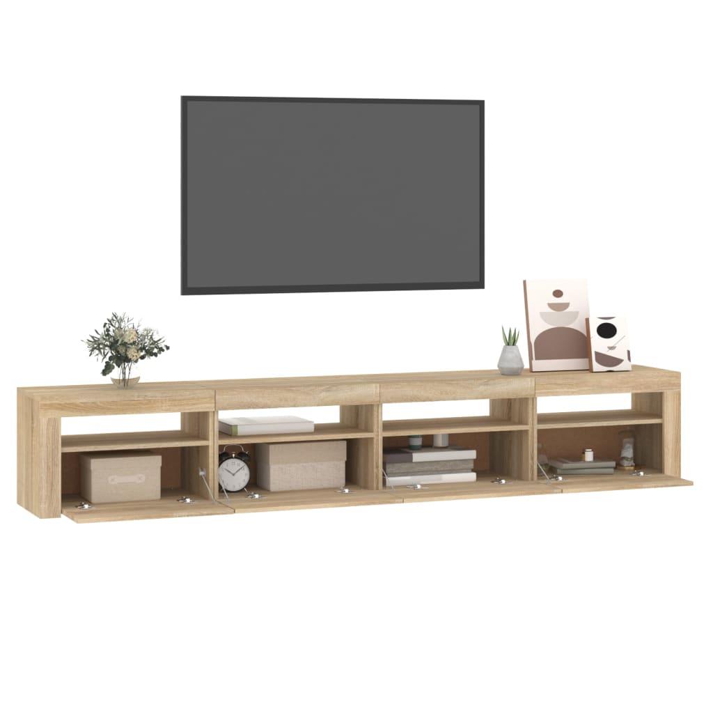 vidaXL Έπιπλο Τηλεόρασης με LED Sonoma Δρυς 240 x 35 x 40 εκ.