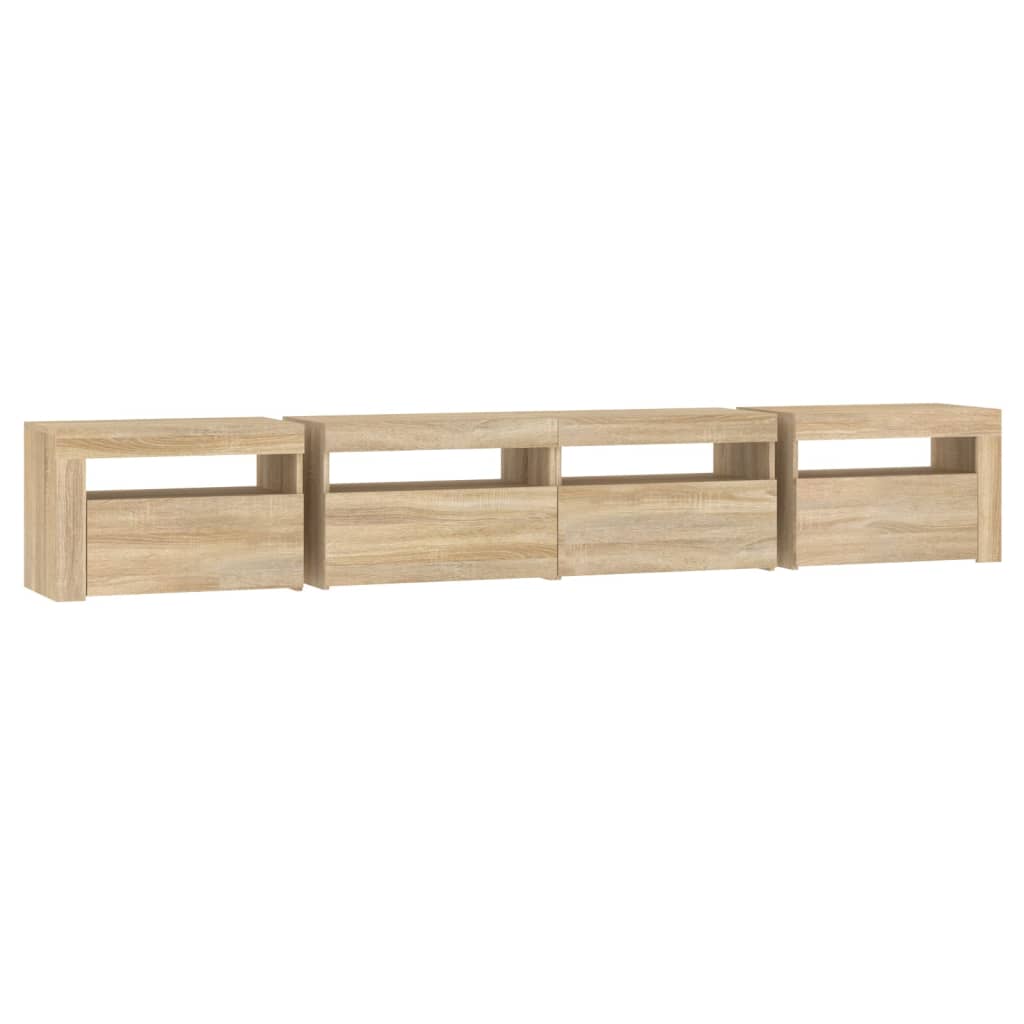 vidaXL Έπιπλο Τηλεόρασης με LED Sonoma Δρυς 240 x 35 x 40 εκ.