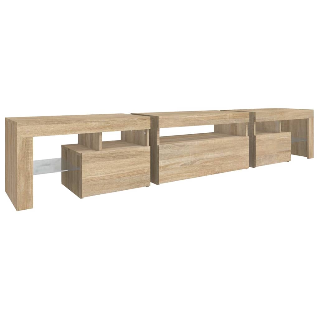 vidaXL Έπιπλο Τηλεόρασης με LED Sonoma Δρυς 215x36,5x40 εκ.