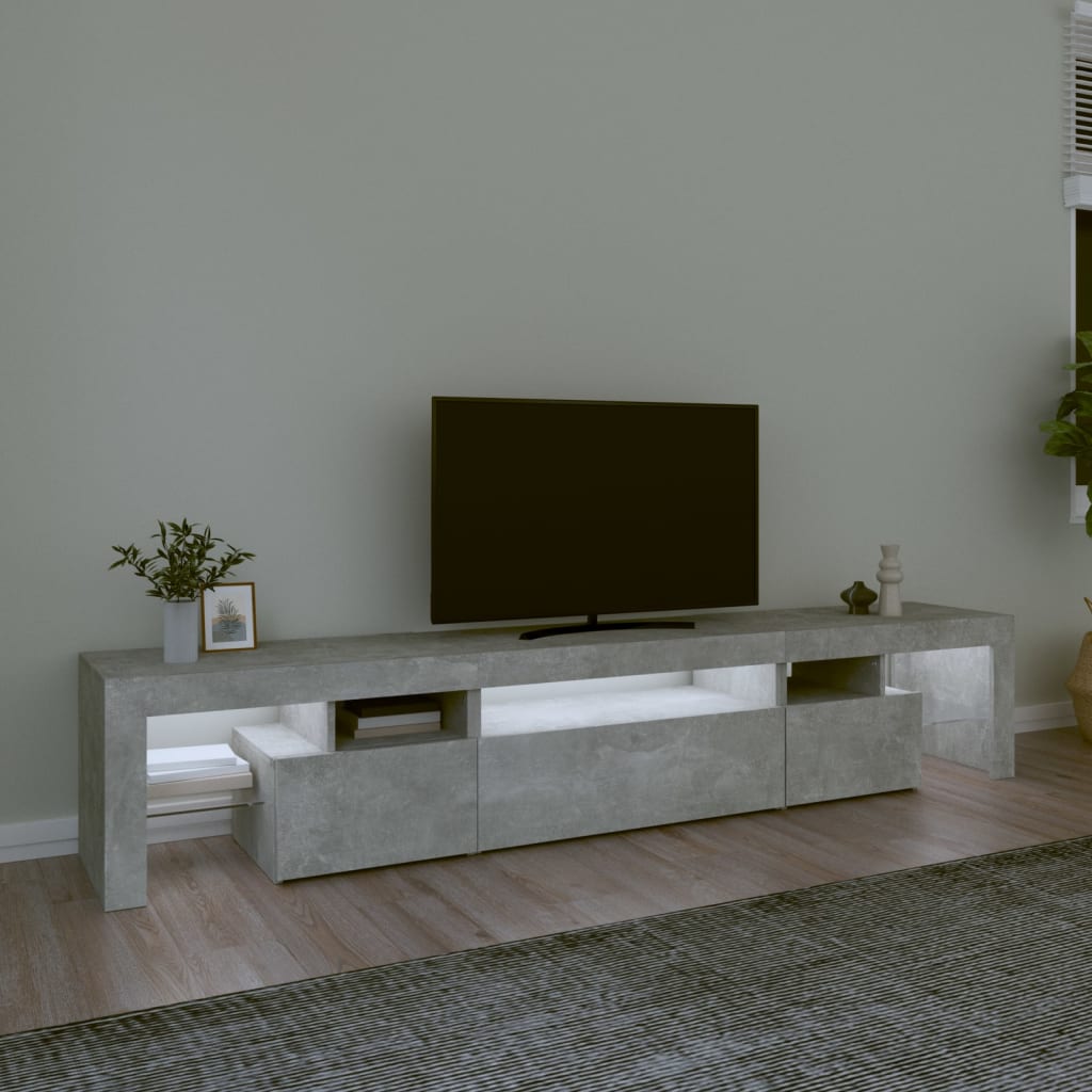 vidaXL Έπιπλο Τηλεόρασης με LED Γκρι Σκυροδέματος 215x36,5x40 εκ.