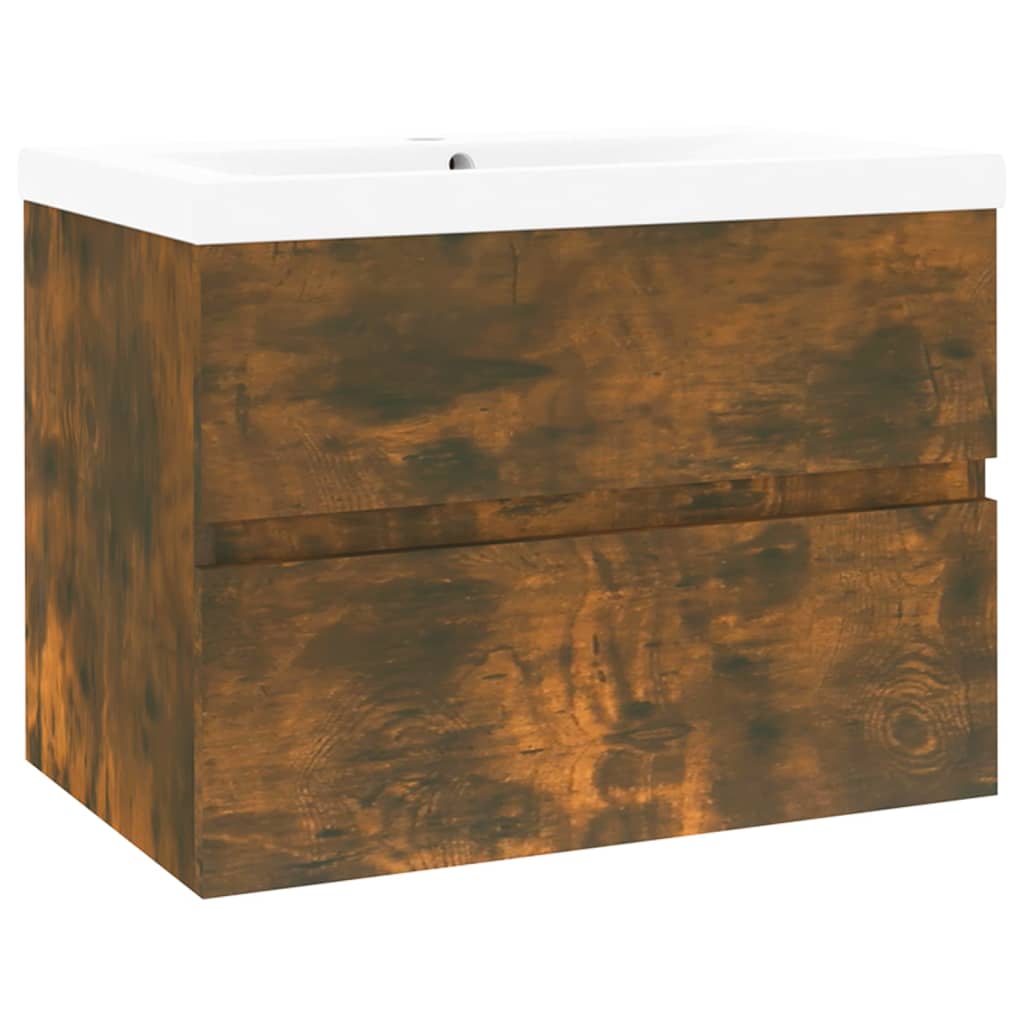 vidaXL Ντουλάπι Μπάνιου με Νιπτήρα Καπνιστή Δρυς Επεξεργασμένο Ξύλο
